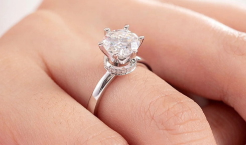 moissanite solitaire engagement ring